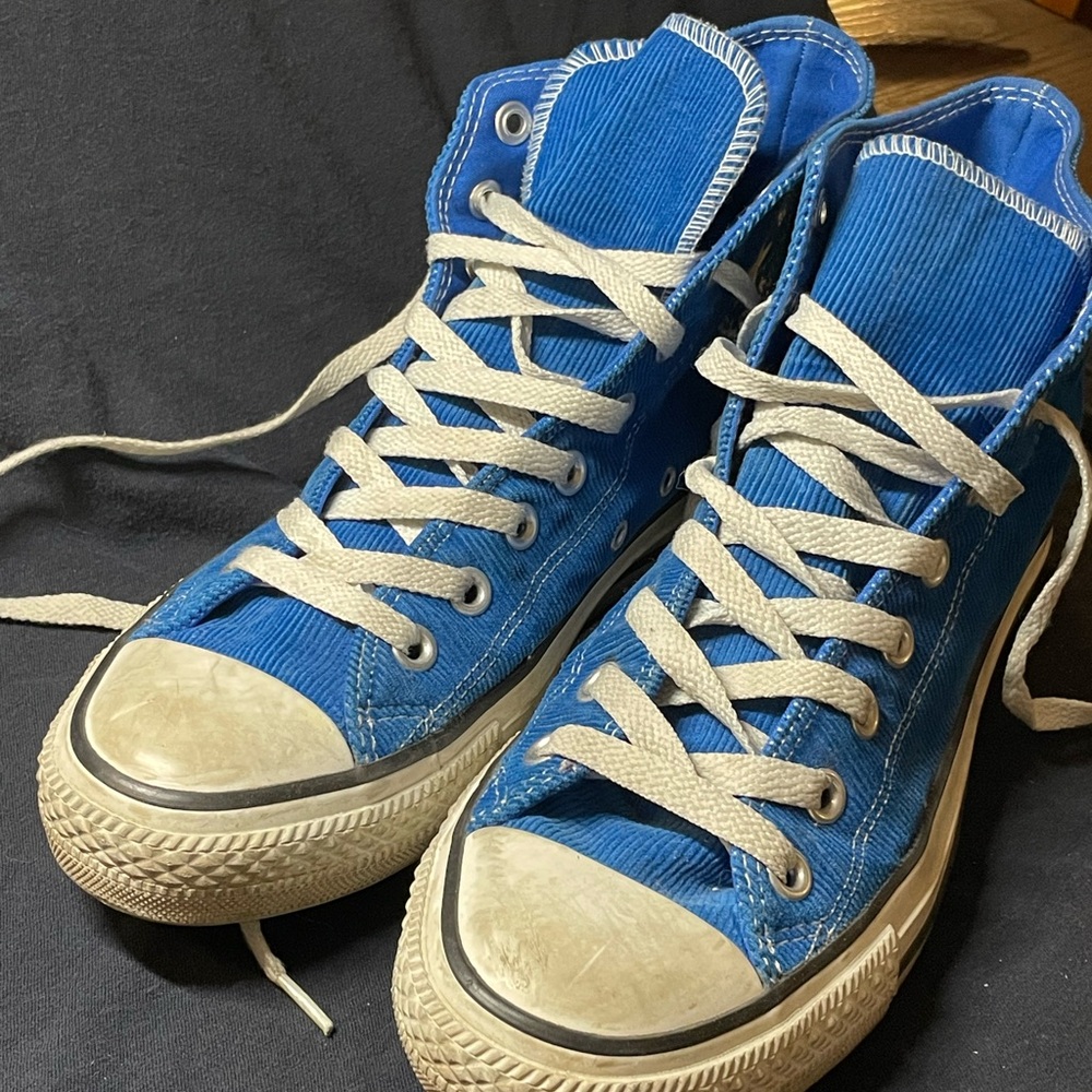 Blue High-Top Corduroy Converse
